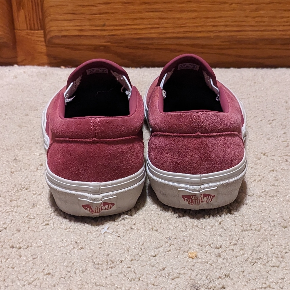 Vans Custom Slip On Maroon Patterned Suede W9 M7.5 - image 4